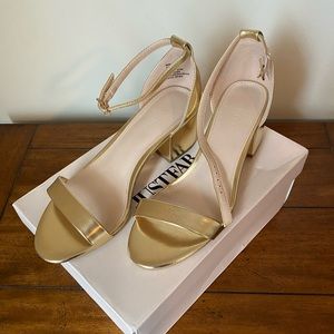 NWB - JustFab Noura Heeled Sandal - Gold, 6.5